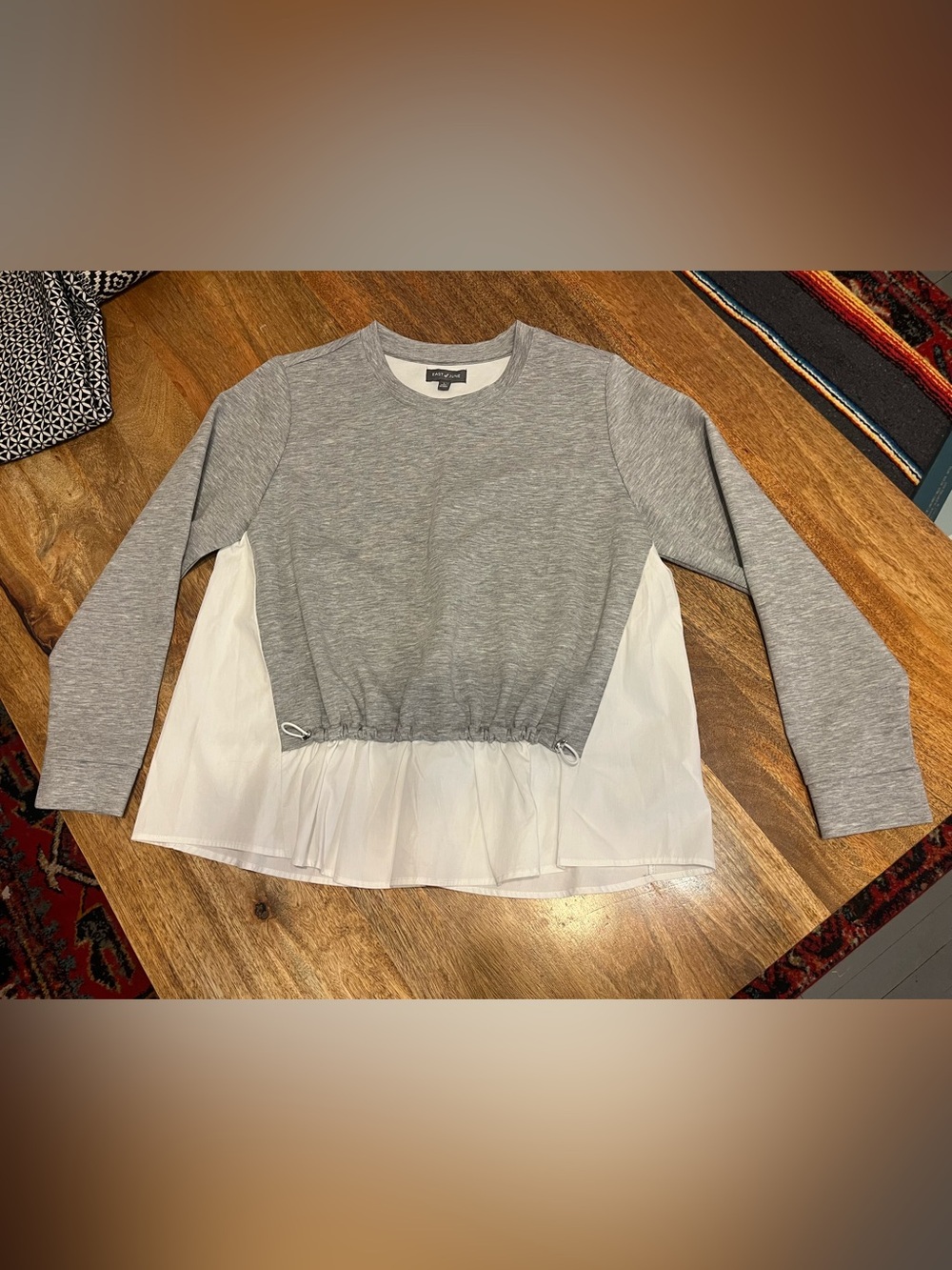 Gray Sweatshirt with White Hem